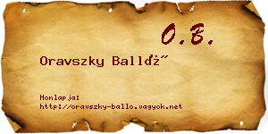 Oravszky Balló névjegykártya